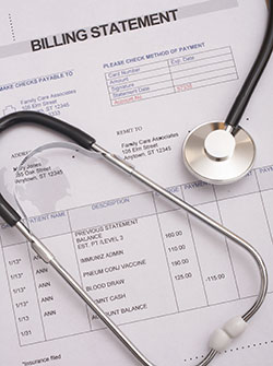 stethescope on top of billing statement