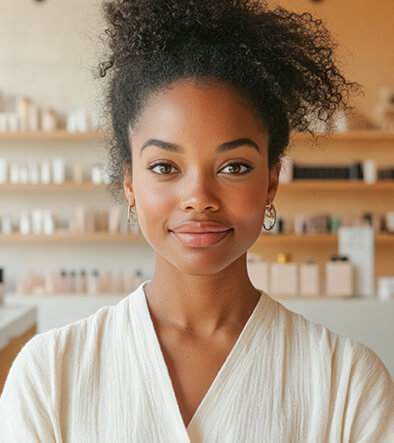 young woman in a nail salon
